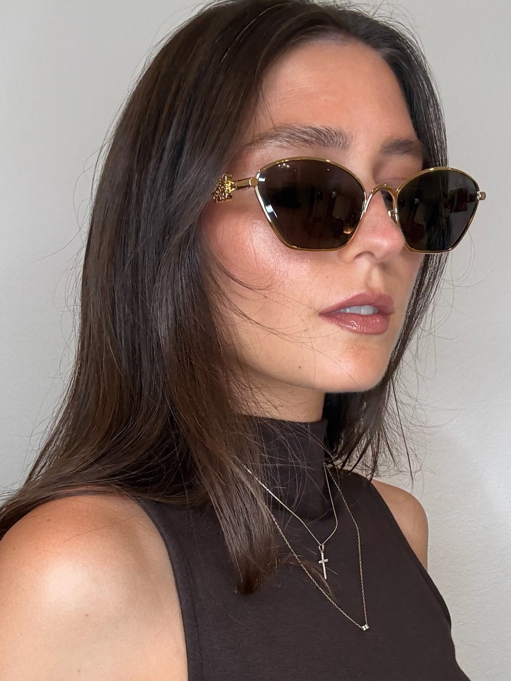 Loewe Gold Frame Women's Sunglasses w/ Anagram Logo